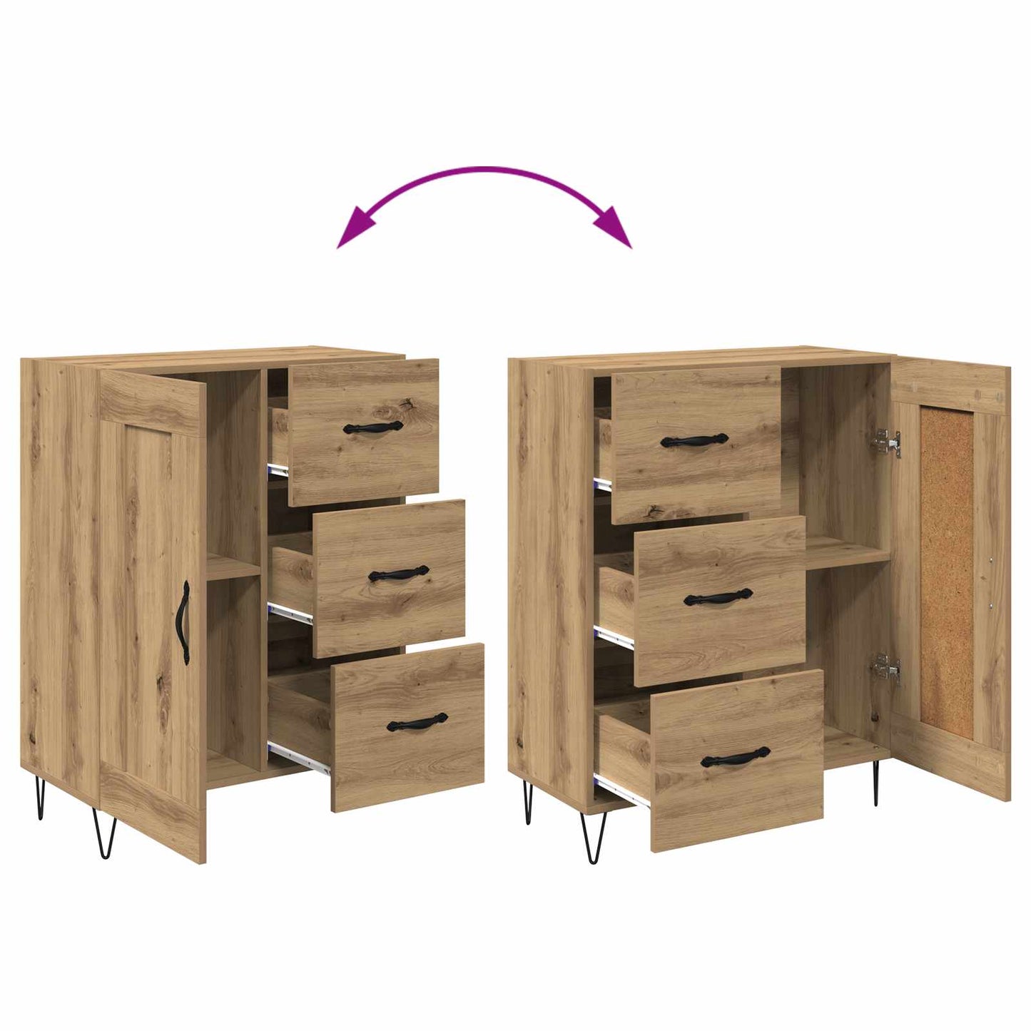 Sideboard Artisan Eg 69,5 x 34 x 90 cm Konstrueret træ