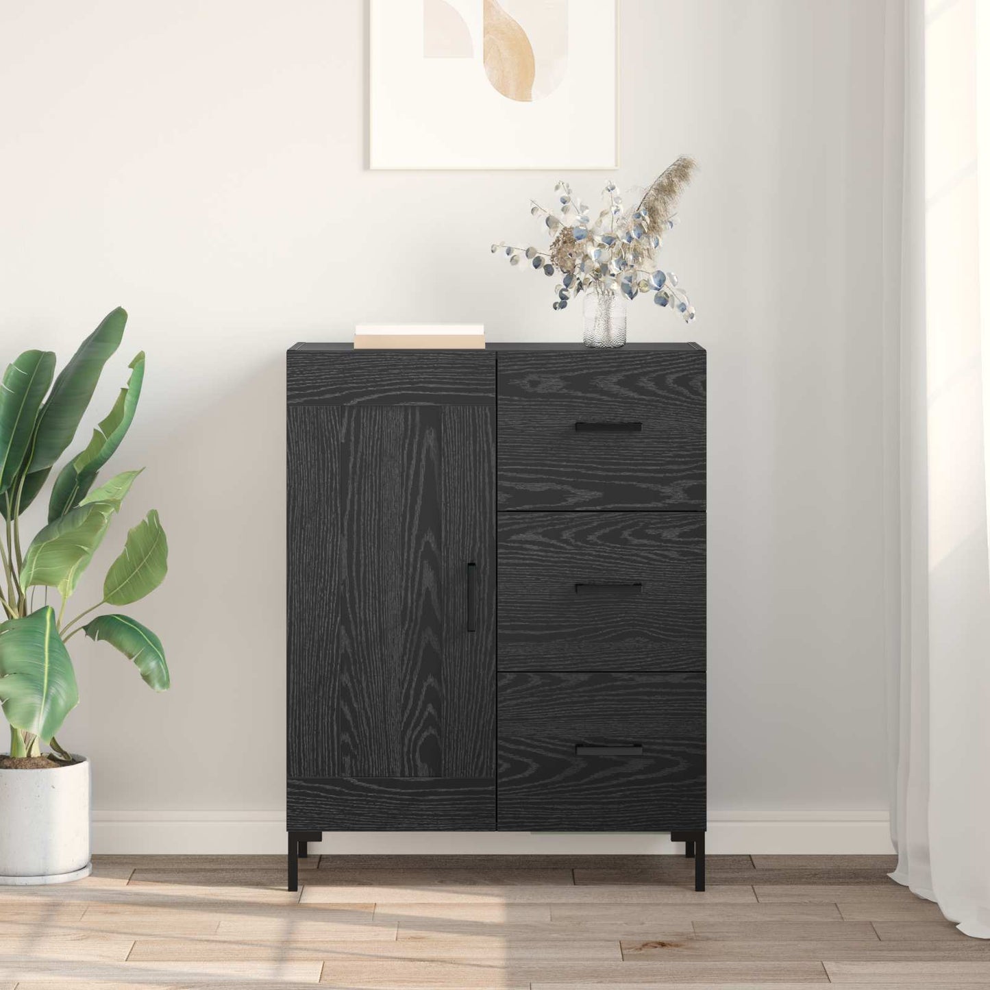Sideboard Sort eg 69.5 x 34 x 90 cm Konstrueret træ