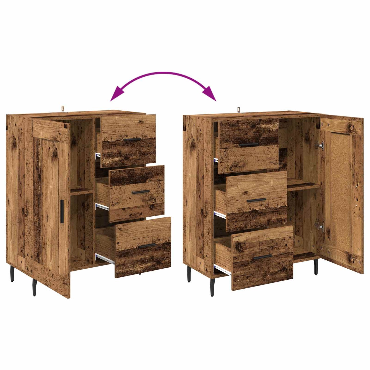 Sideboard Gammelt træ 69,5 x 34 x 90 cm Ingeniørt træ og jern