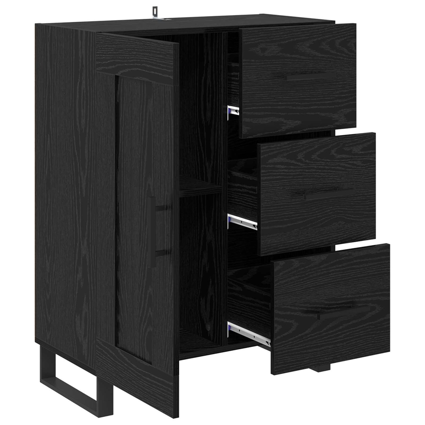 Sideboard Sort eg 69,5 x 34 x 90 cm Ingeniørt træ og jern