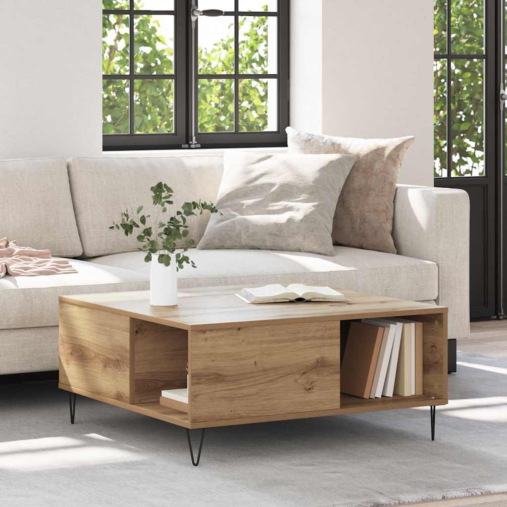 Sofabord Artisan Egetræ 80 x 80 x 36,5 cm Konstrueret træ