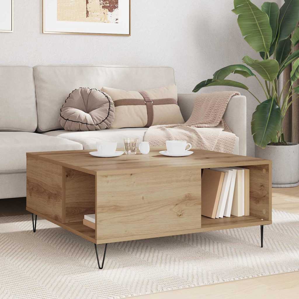 Sofabord Artisan Egetræ 80 x 80 x 36,5 cm Konstrueret træ