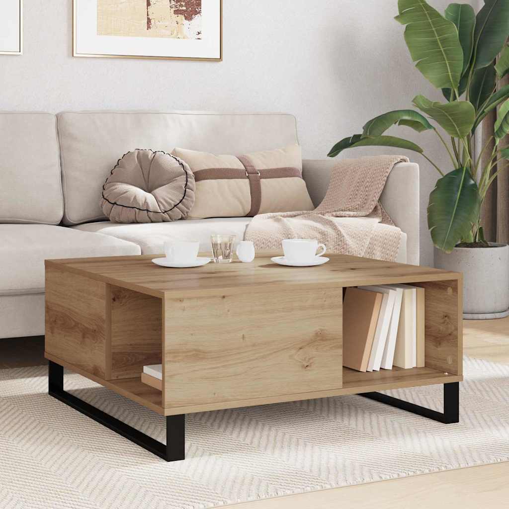 Sofabord Artisan Egetræ 80 x 80 x 36,5 cm Konstrueret træ