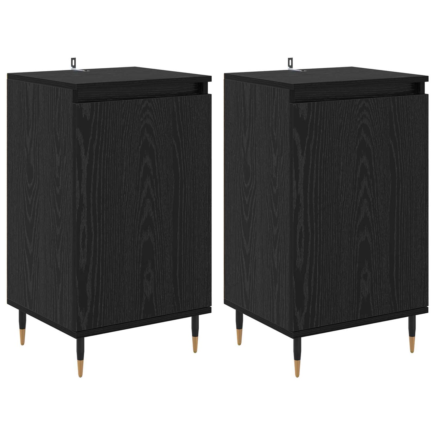 Sideboard 2 pcs Sort eg 40 x 35 x 70 cm Ingeniørt træ og jern