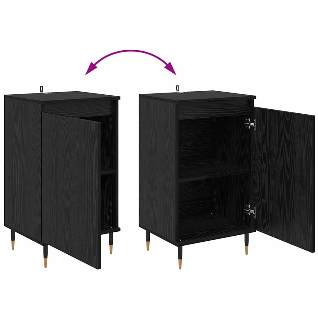 Sideboard 2 pcs Sort eg 40 x 35 x 70 cm Ingeniørt træ og jern