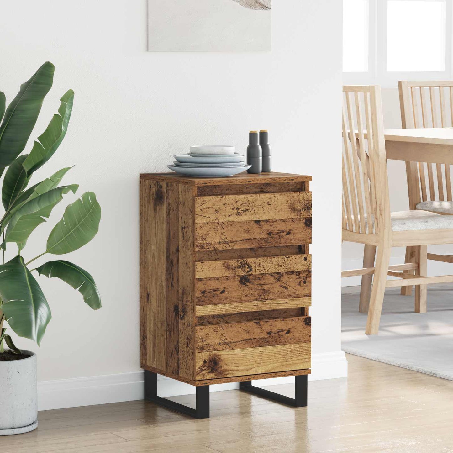 Sideboard med skuffe Gammelt træ Konstrueret træ