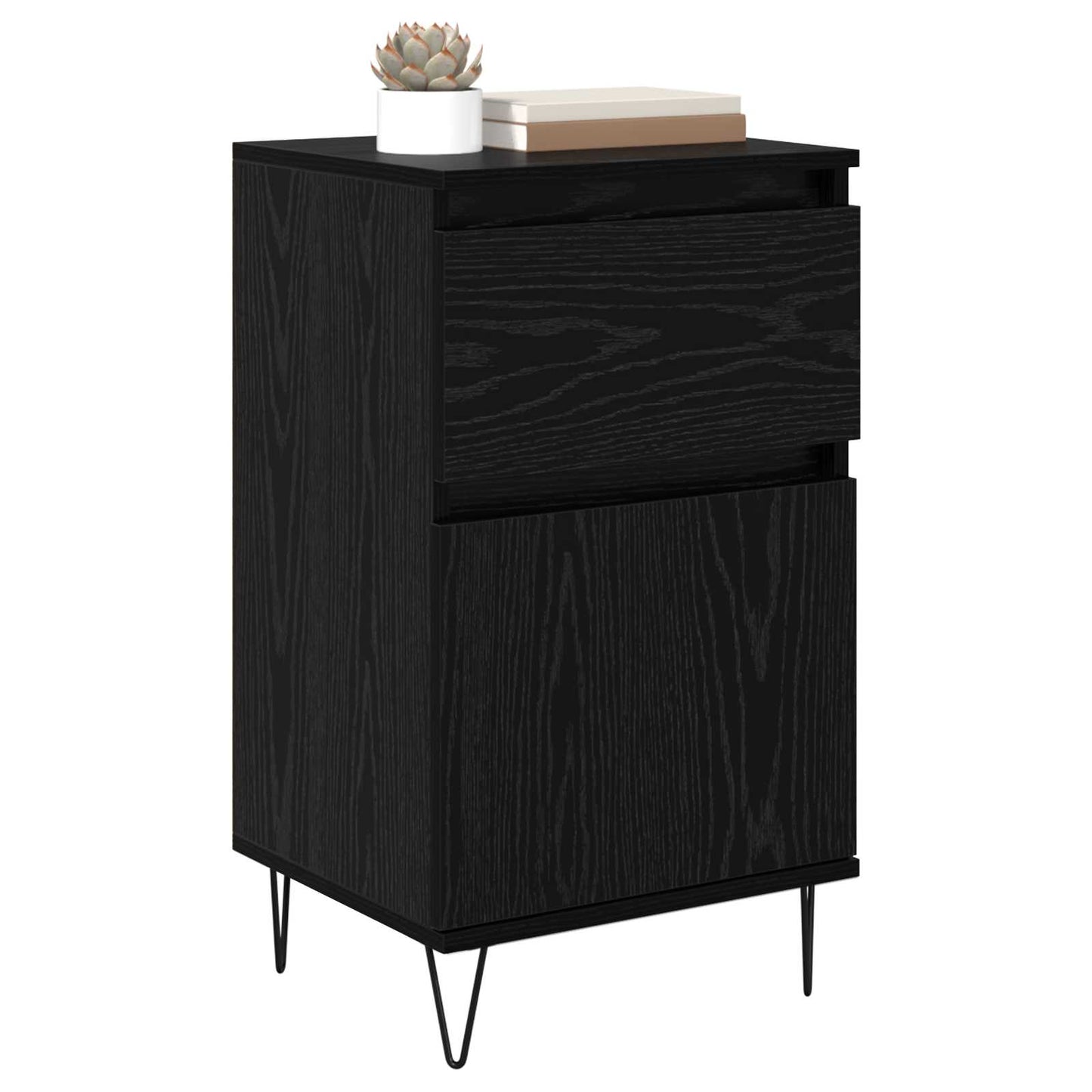 Sideboard med skuffe Sort eg 35 x 40 x 70 cm Konstrueret træ