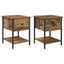 Sengebord 2 pcs Gammelt træ 34 x 35,5 x 45 cm Konstrueret træ