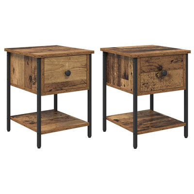 Sengebord 2 pcs Gammelt træ 34 x 35,5 x 45 cm Konstrueret træ