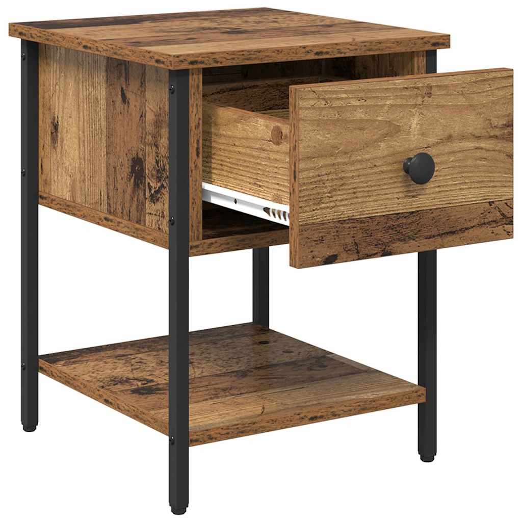 Sengebord 2 pcs Gammelt træ 34 x 35,5 x 45 cm Konstrueret træ