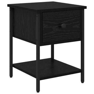 Sengebord med skuffe Sort eg 34 x 35,5 x 45 cm Konstrueret træ