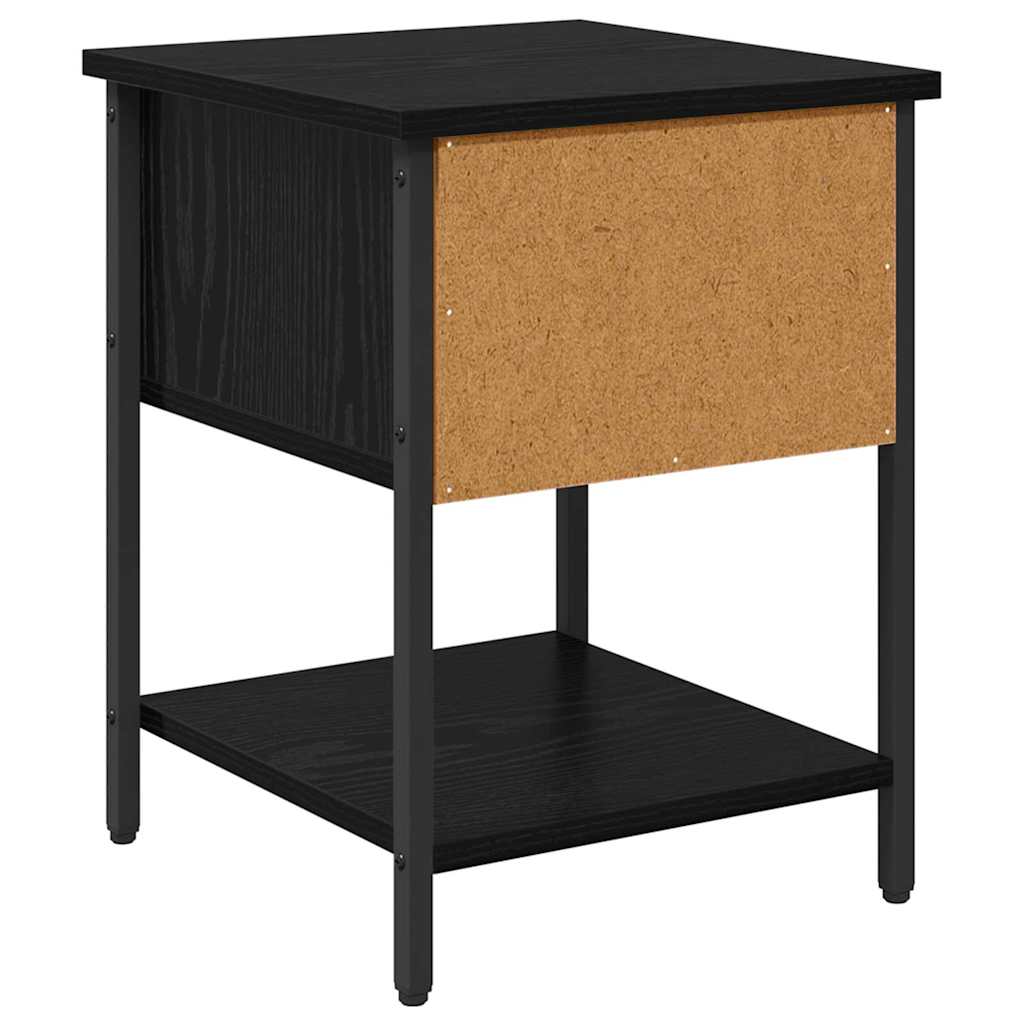 Sengebord med skuffe Sort eg 34 x 35,5 x 45 cm Konstrueret træ