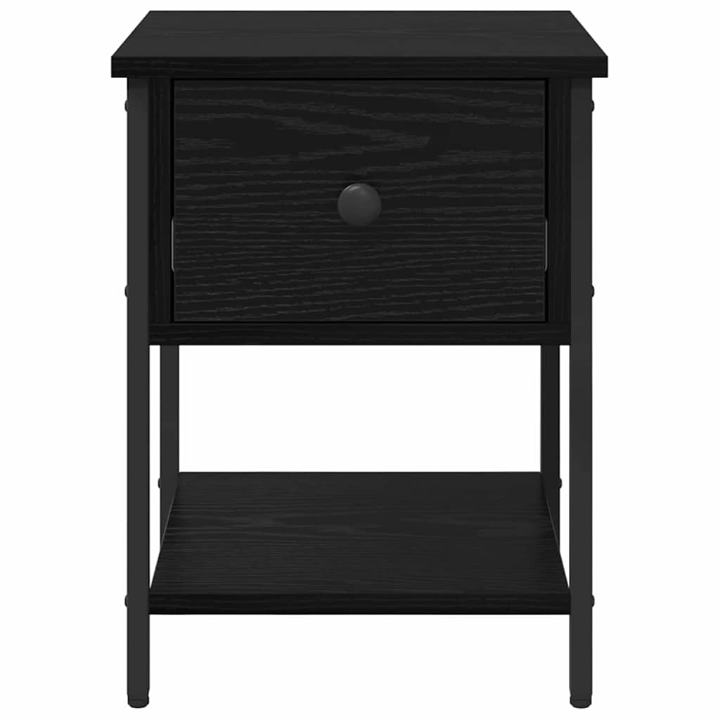 Sengebord med skuffe Sort eg 34 x 35,5 x 45 cm Konstrueret træ