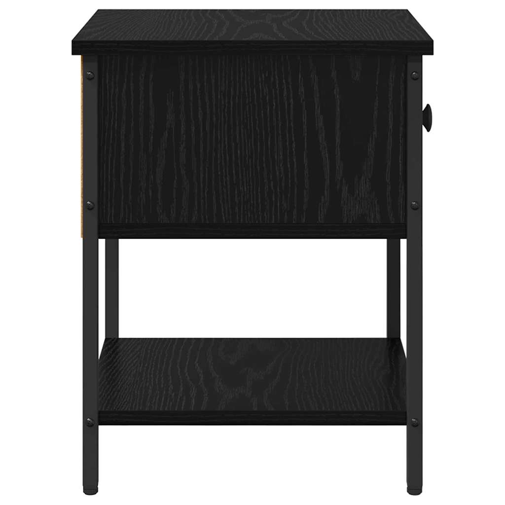 Sengebord med skuffe Sort eg 34 x 35,5 x 45 cm Konstrueret træ