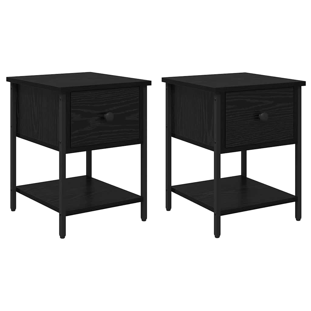 Sengebord 2 pcs Sort eg 34 x 35,5 x 45 cm Konstrueret træ