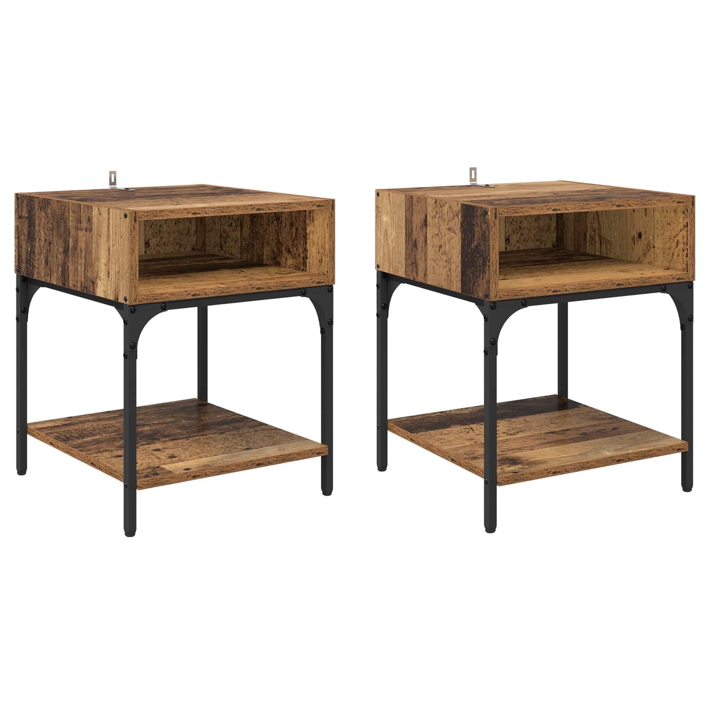 Sengebord 2 pcs Gammelt træ 40 x 40 x 50 cm Konstrueret træ