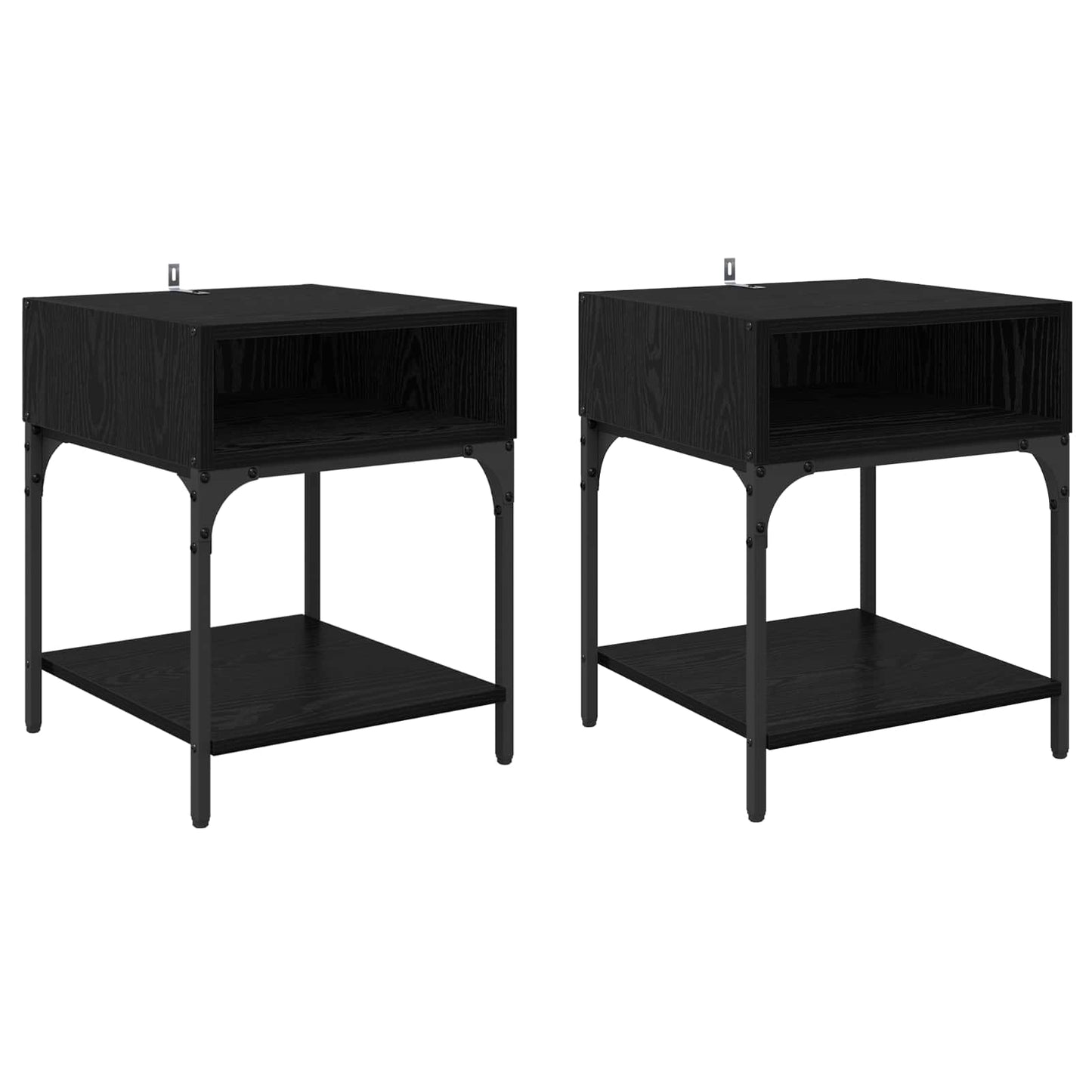 Sengebord 2 pcs Sort eg 40 x 40 x 50 cm Konstrueret træ