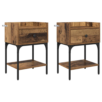 Sengebord 2 pcs Gammelt træ 40 x 29 x 60 cm Konstrueret træ