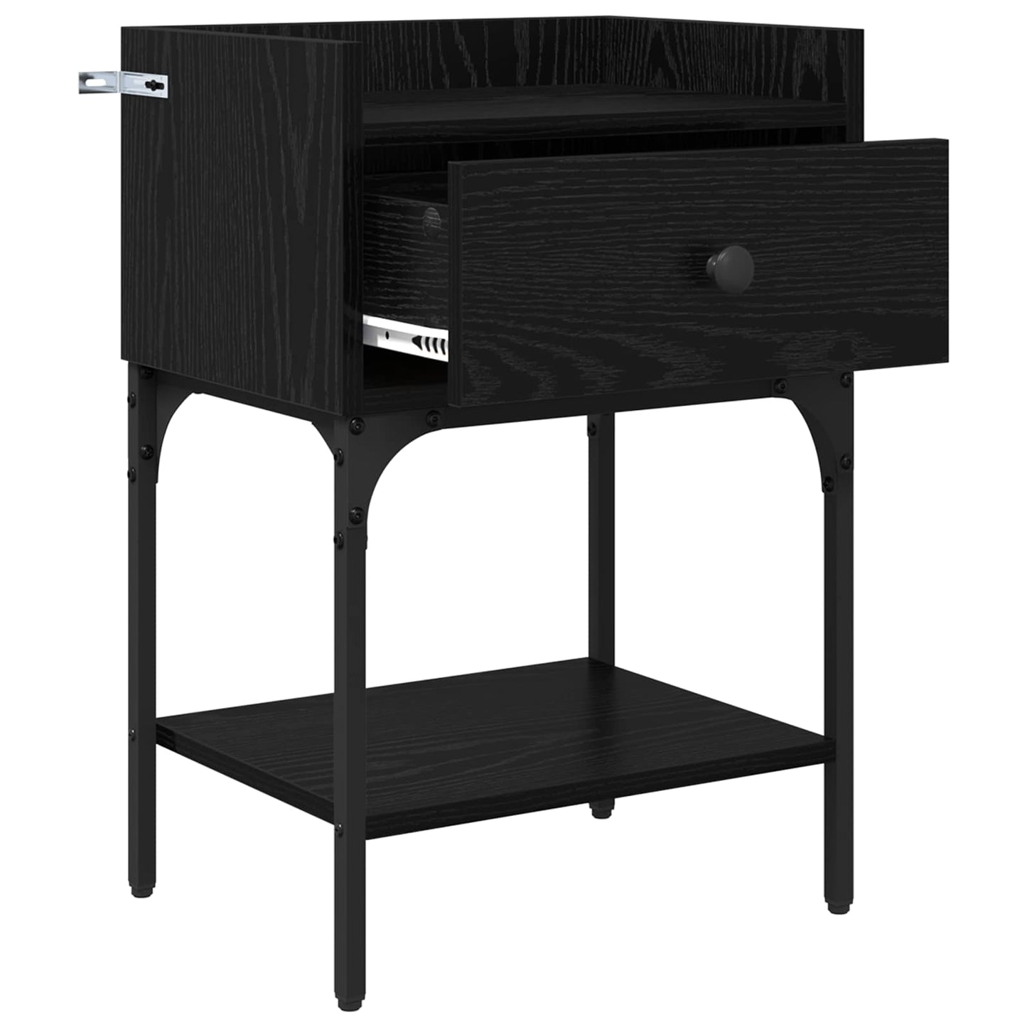 Sengebord med skuffe Sort eg 40 x 29 x 60 cm Konstrueret træ