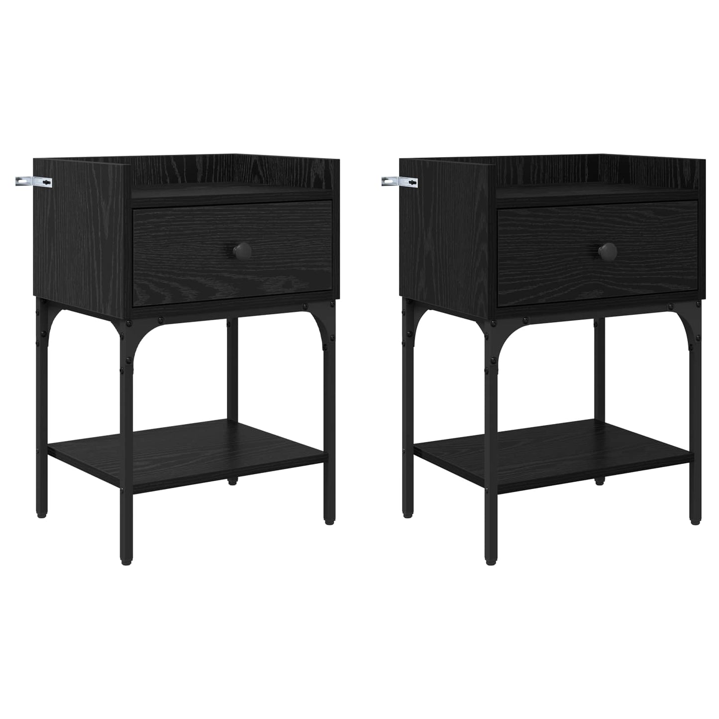 Sengebord 2 pcs Sort eg 40 x 29 x 60 cm Konstrueret træ