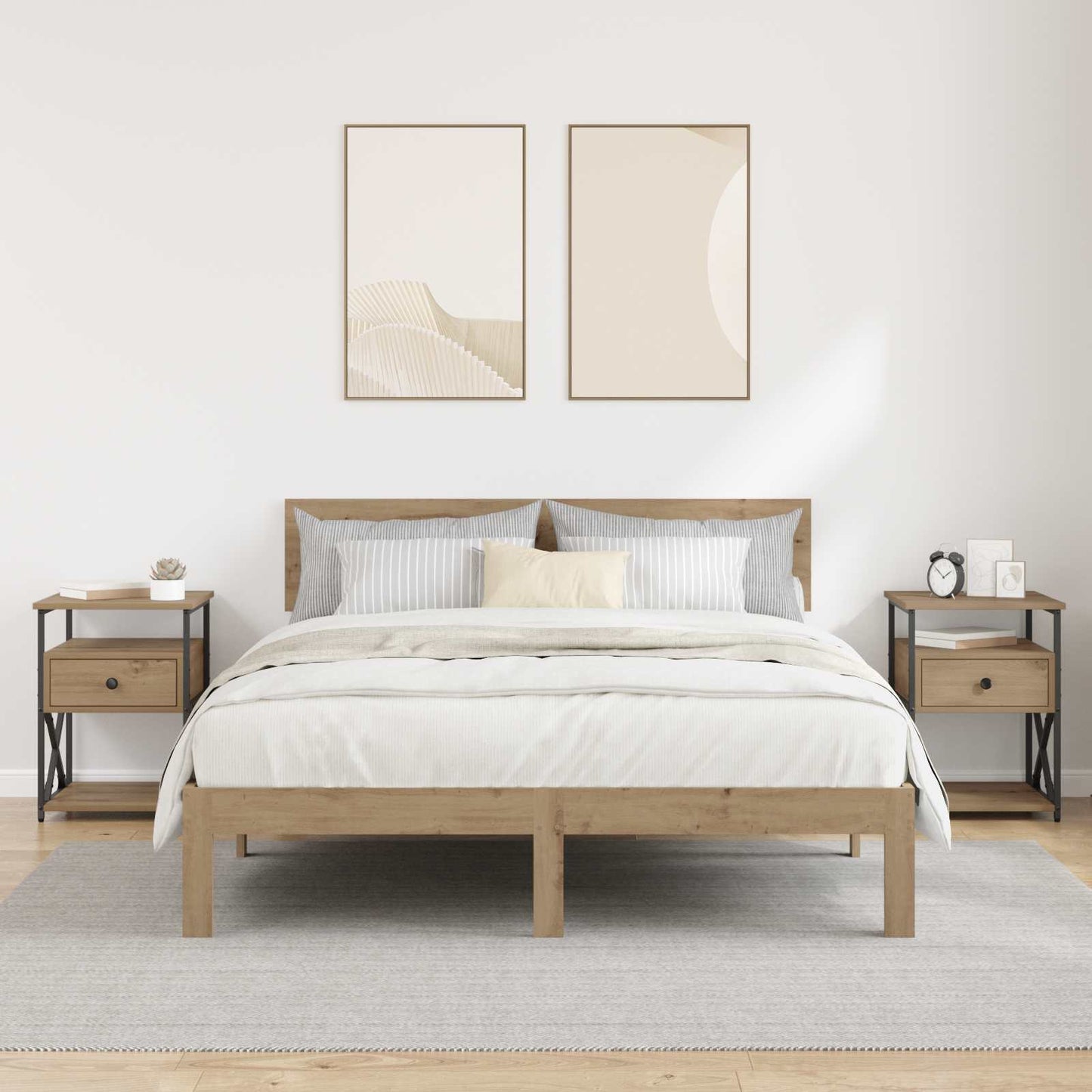 Natskab 2 pcs Artisan Egetræ 40 x 42 x 55 cm Konstrueret træ