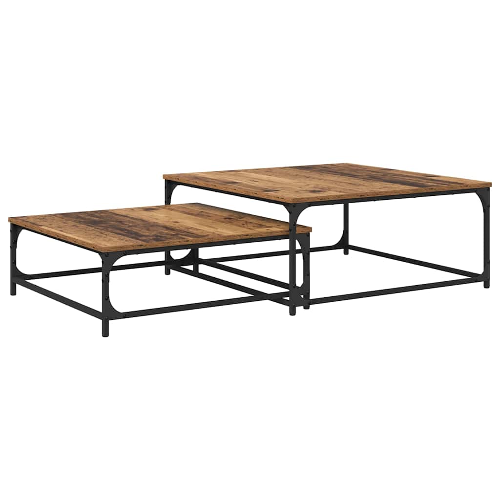 Sofabord 2 pcs Gammelt træ Konstrueret træ