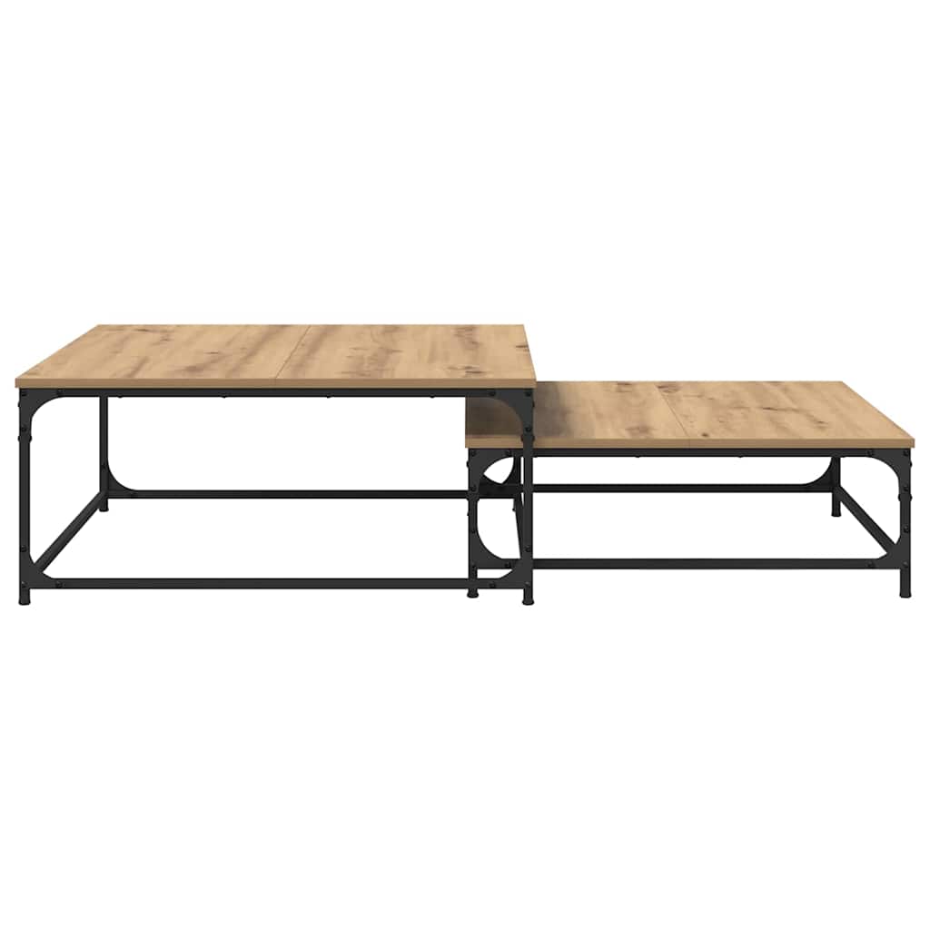 Sofabord 2 stk. Artisan Egetræ 80 x 80 x 35 cm Konstrueret træ