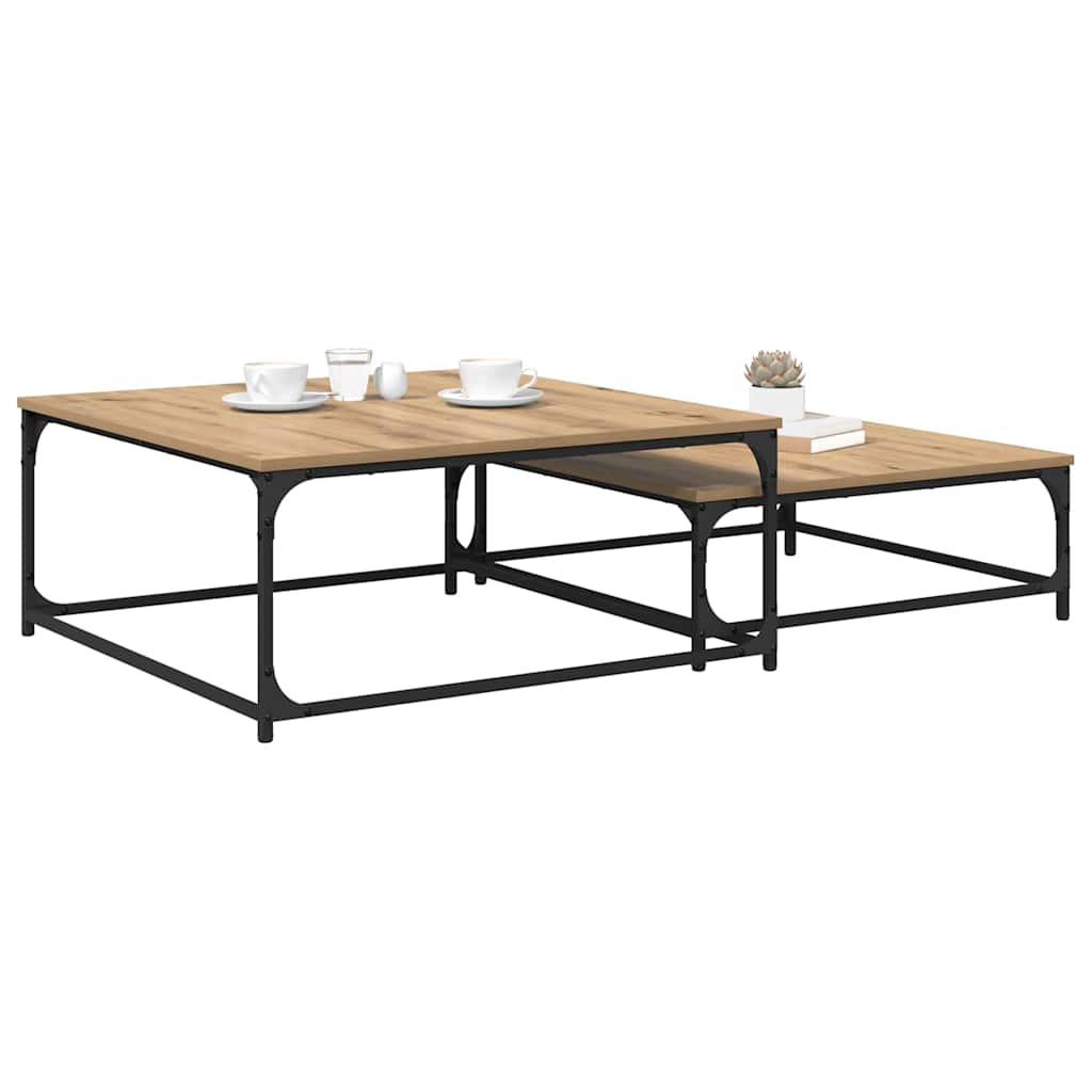 Sofabord 2 stk. Artisan Egetræ 80 x 80 x 35 cm Konstrueret træ