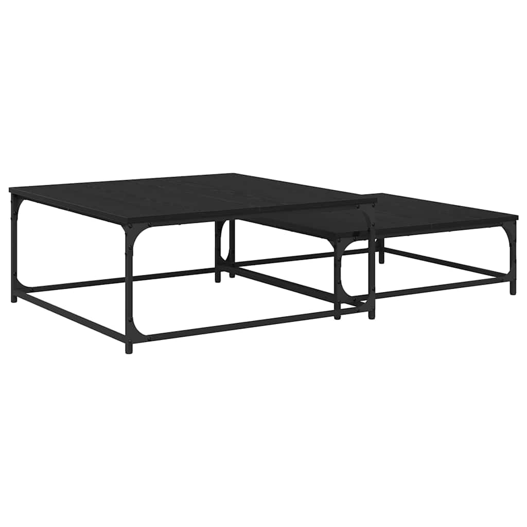 Sofabord 2 pcs Sort eg Konstrueret træ