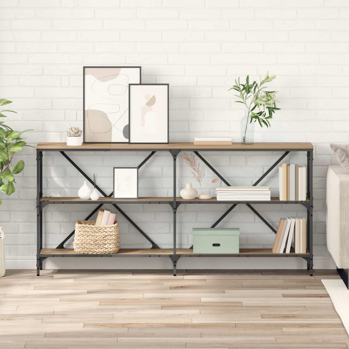 Konsolbord Artisan Egetræ 160 x 30 x 75 cm Konstrueret træ