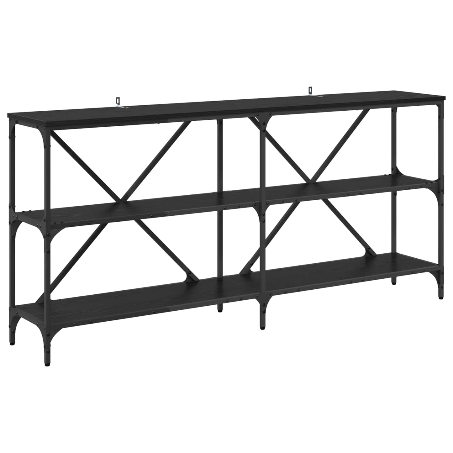 Konsolbord med hylde Sort eg 160 x 30 x 75 cm Konstrueret træ