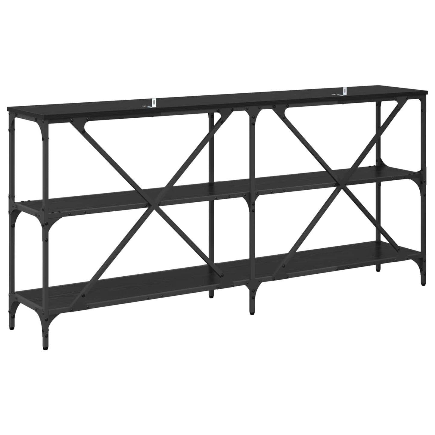 Konsolbord med hylde Sort eg 160 x 30 x 75 cm Konstrueret træ