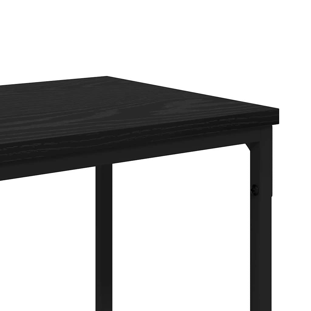 Konsolbord med hylde Sort eg 180 x 30 x 75 cm Konstrueret træ