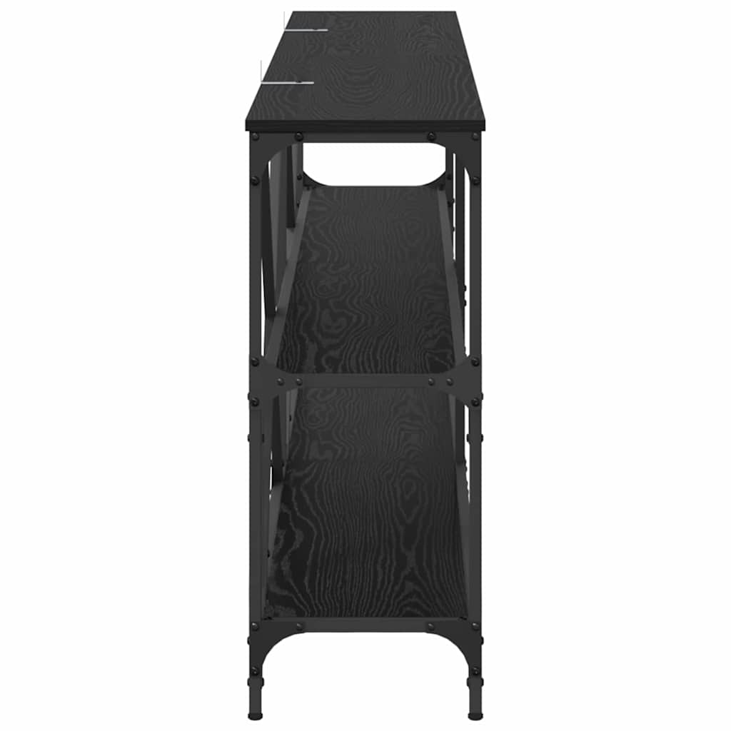 Konsolbord med hylde Sort eg 180 x 30 x 75 cm Konstrueret træ