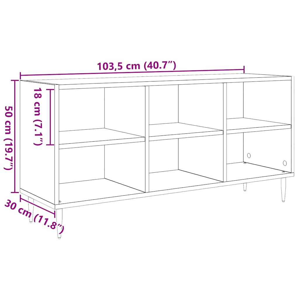 TV-skab Sort eg 103,5 x 30 x 50 cm Konstrueret træ