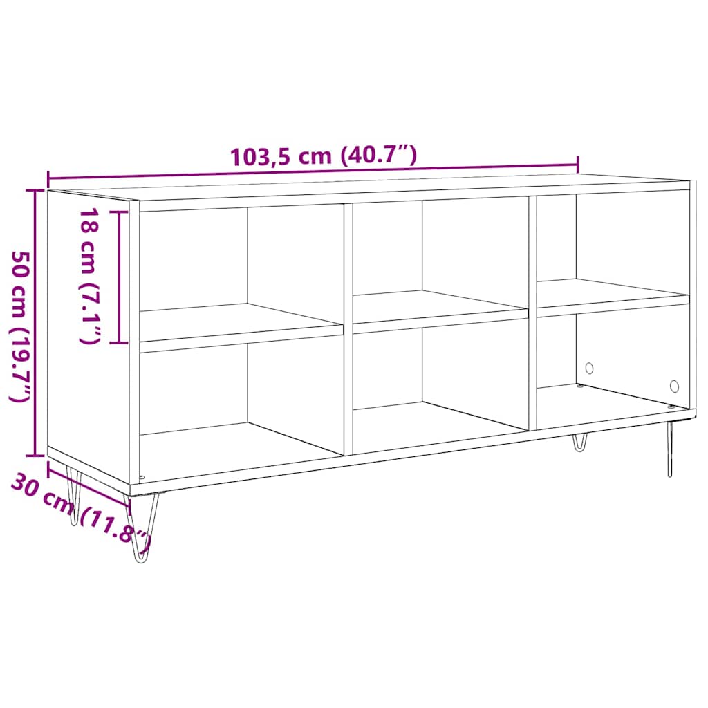 TV-skab Sort eg 103,5 x 30 x 50 cm Konstrueret træ