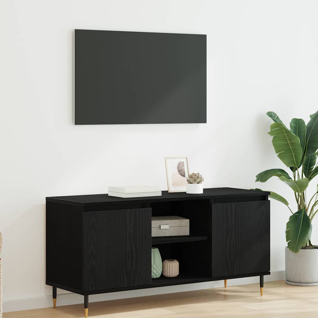 TV-skab Sort eg 104 x 35 x 50 cm Konstrueret træ
