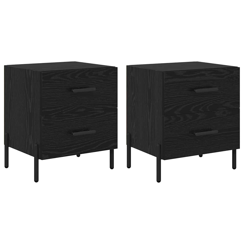 Natskab 2 pcs Sort eg 40 x 35 x 47,5 cm Konstrueret træ
