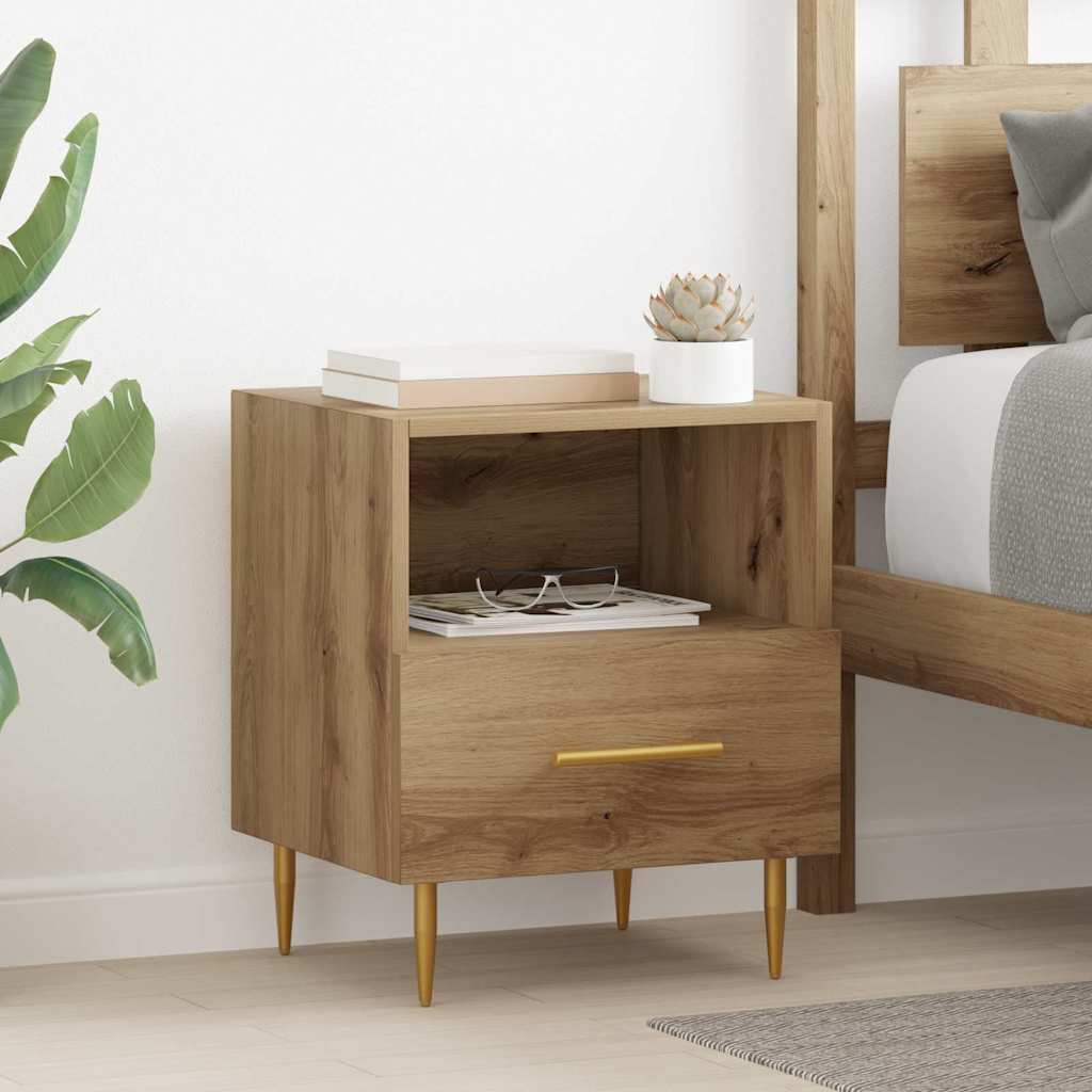 Sengebord 2 pcs Brun 40 x 35 x 47,5 cm Konstrueret træ billede