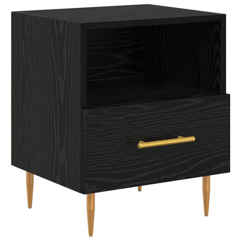 Sengebord med skuffe Sort 40 x 35 x 47,5 cm Konstrueret træ