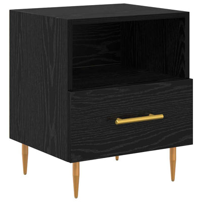 Sengebord med skuffe Sort 40 x 35 x 47,5 cm Konstrueret træ