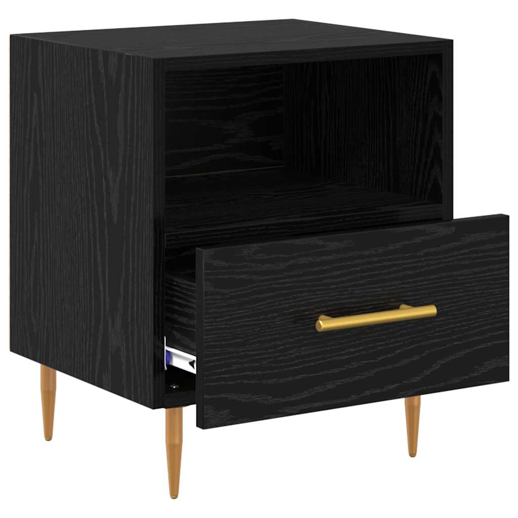 Sengebord med skuffe Sort 40 x 35 x 47,5 cm Konstrueret træ