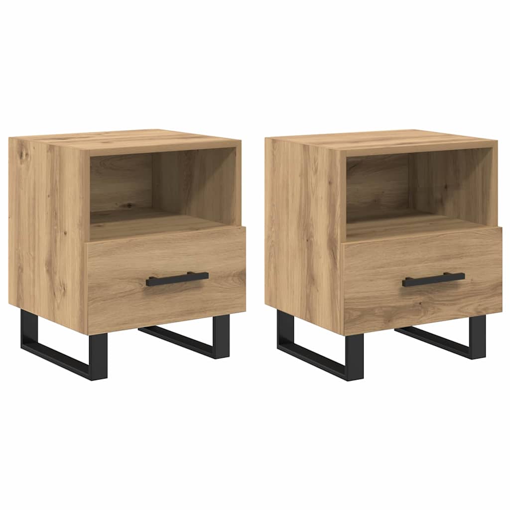 Natskab 2 pcs Artisan Egetræ 40 x 35 x 47,5 cm Konstrueret træ