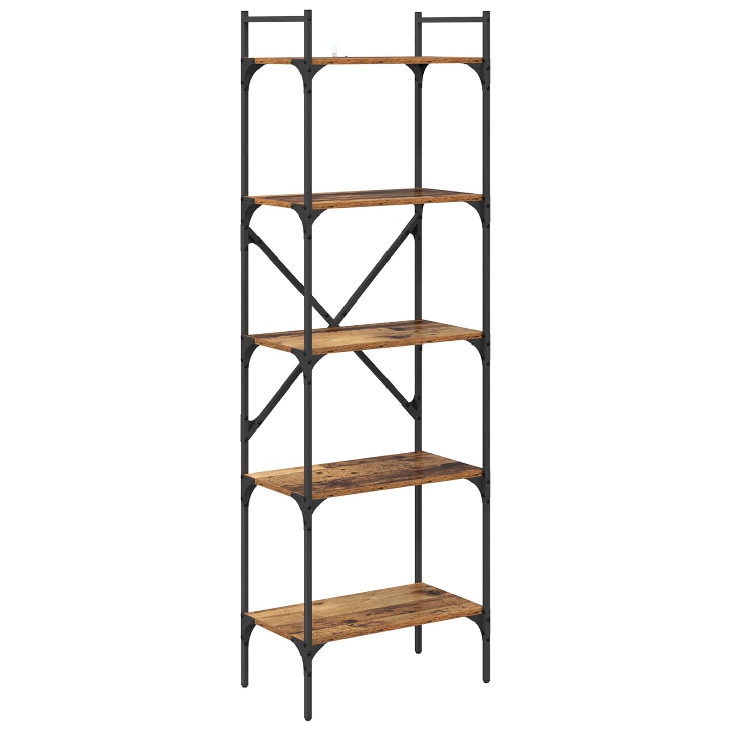 Bogreol 5 niveauer 56 x 32 x 174 cm Konstrueret træ Gammelt træ