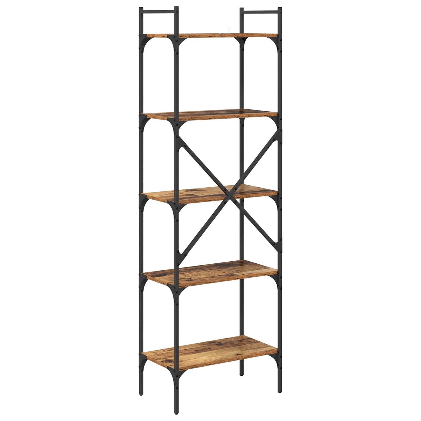 Bogreol 5 niveauer 56 x 32 x 174 cm Konstrueret træ Gammelt træ