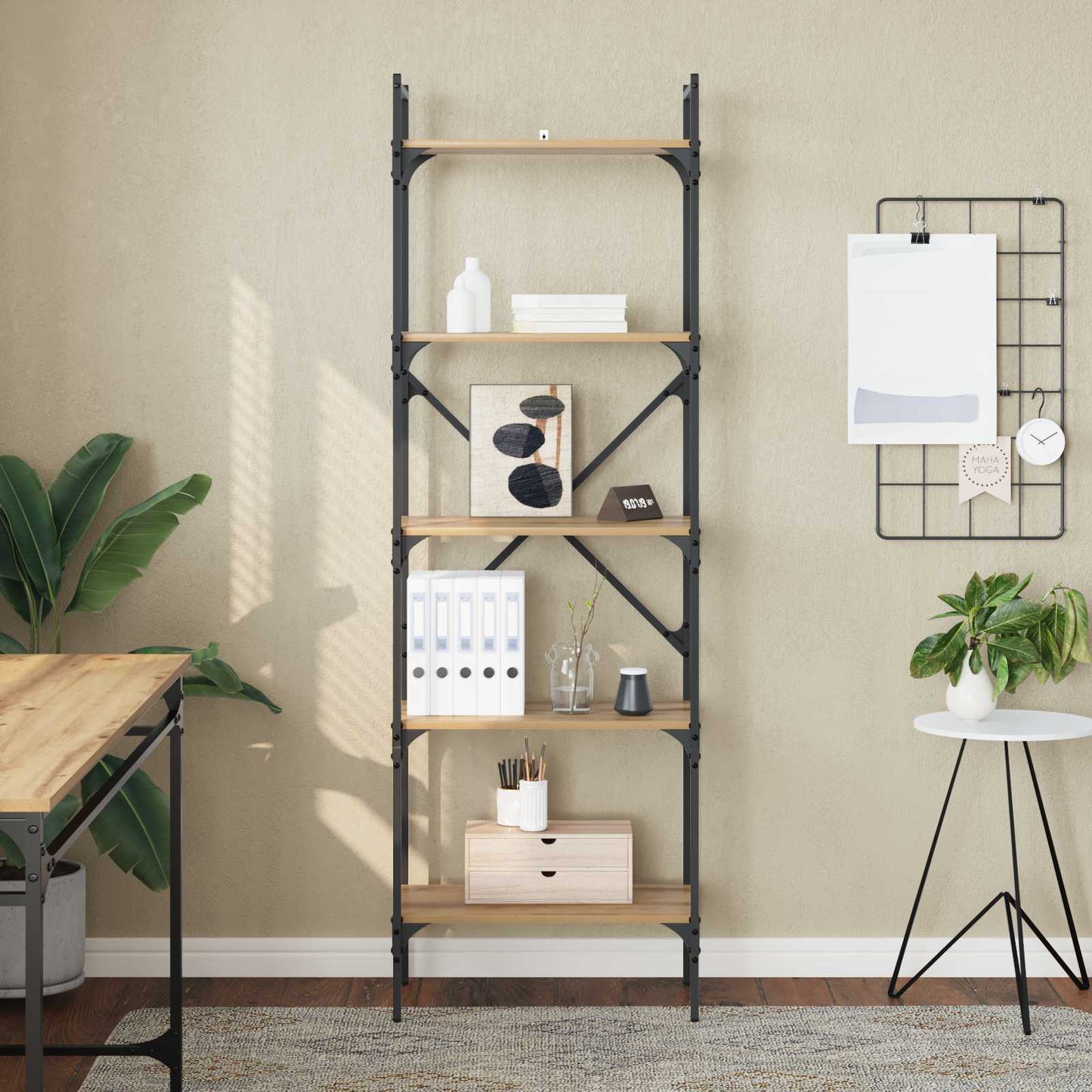 Bogreol 5 niveauer 56 x 32 x 174 cm Konstrueret træ