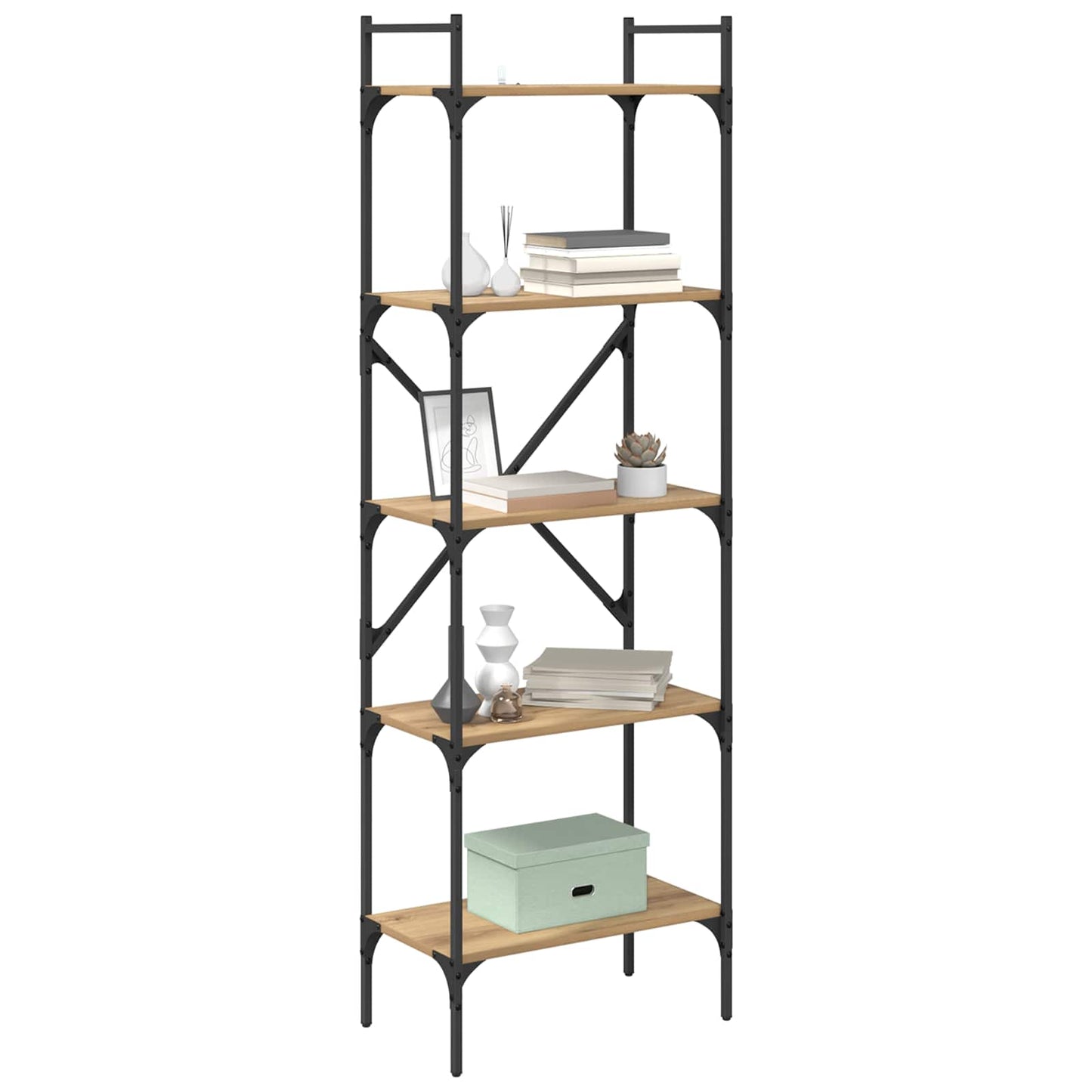 Bogreol 5 niveauer 56 x 32 x 174 cm Konstrueret træ