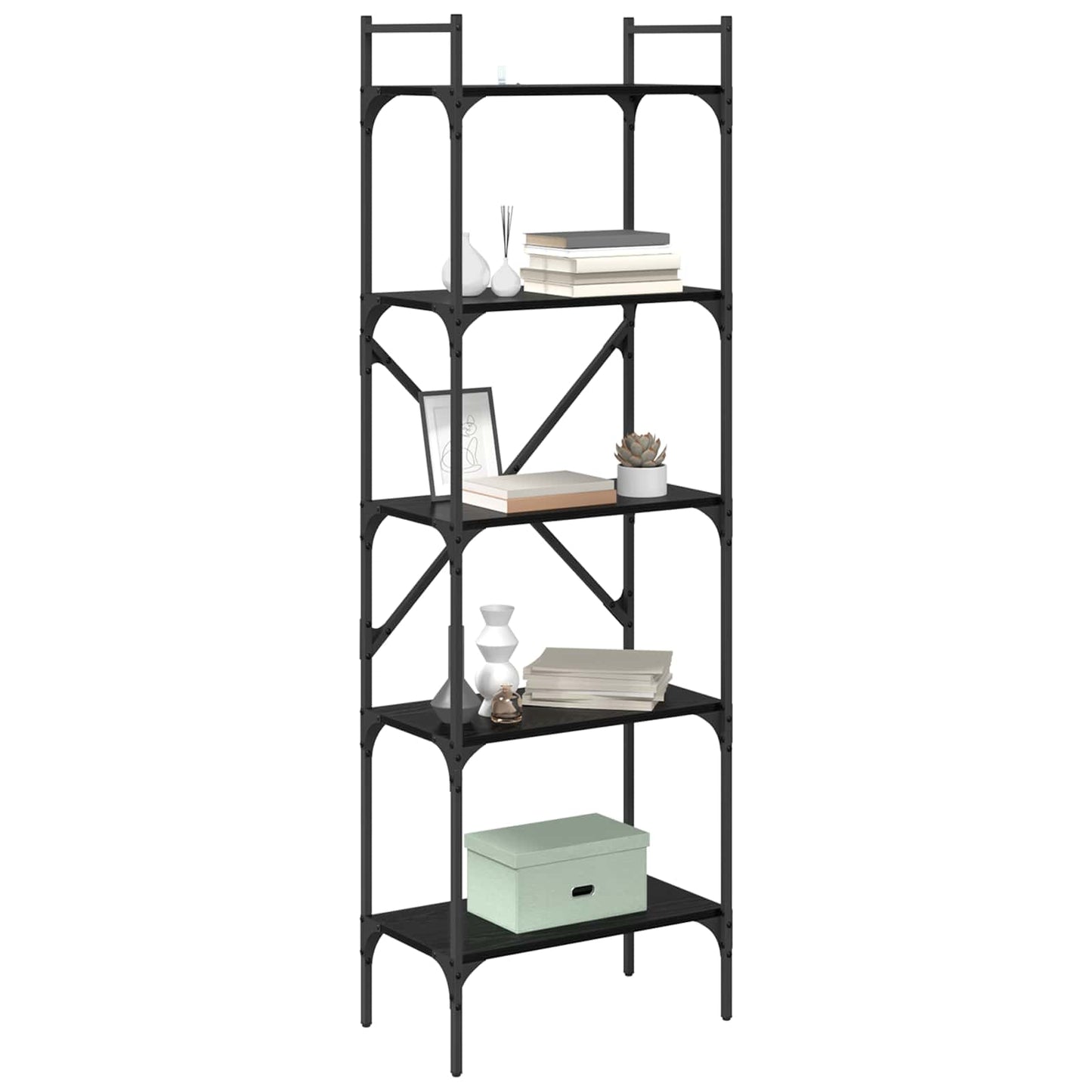 Bogreol 5 niveauer 56 x 32 x 174 cm Konstrueret træ Sort eg