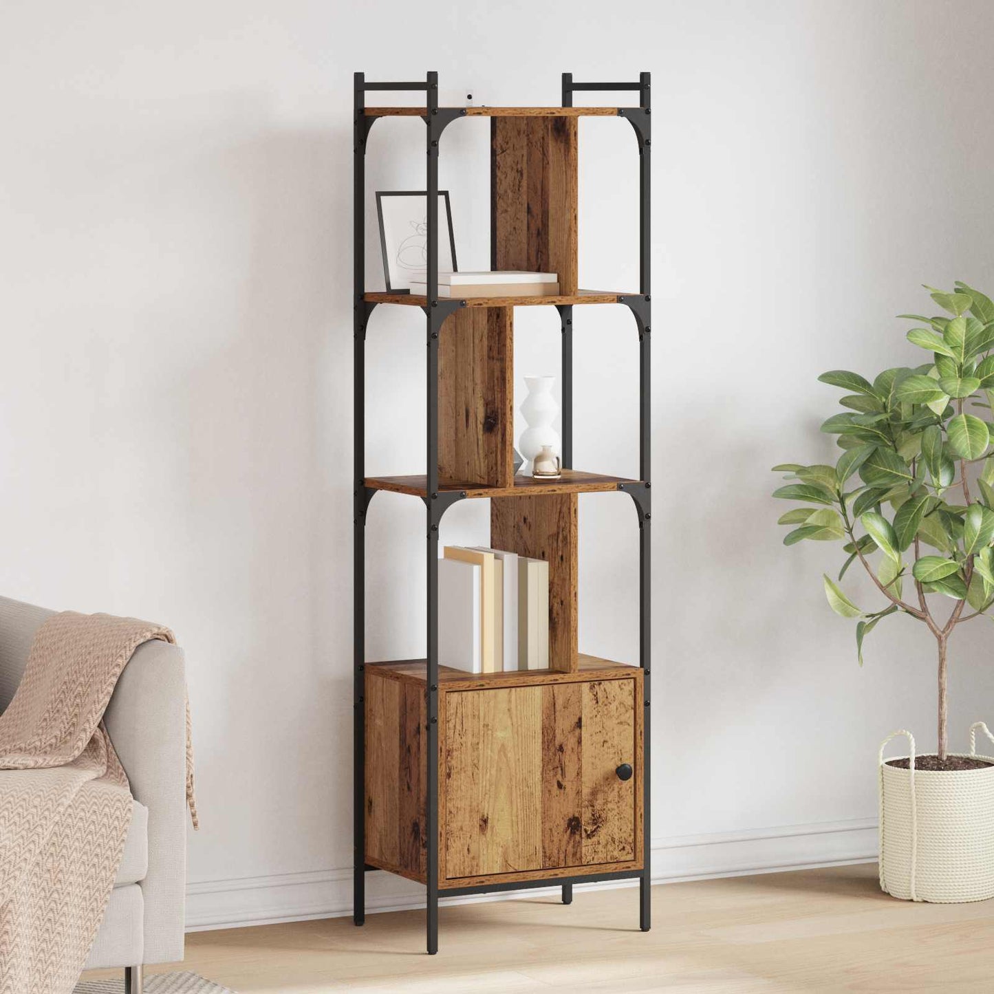 Bogreol Gammelt træ 44,5 x 30 x 154,5 cm Konstrueret træ
