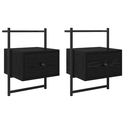 Natskab 2 pcs Sort eg 35 x 30 x 51 cm Konstrueret træ